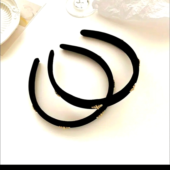 Black and Gold Headband  with Metallic Bees - Picture 2 of 4